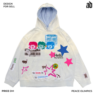 厚重感！美式重磅！色彩vintage潮流美式青春嘻哈宽松连帽卫衣