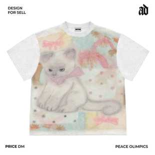 斑驳设计师工作室！洛丽塔视觉系韩版甜酷鬼马亚文化短袖T恤宽松