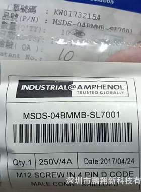 MSDS-04BMMB-SL7001   Amphenol  连接器  全新原装公司现货