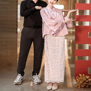 粉色敬酒服新娘旗袍出阁套装结婚当天便装回门新中式订婚优雅礼服