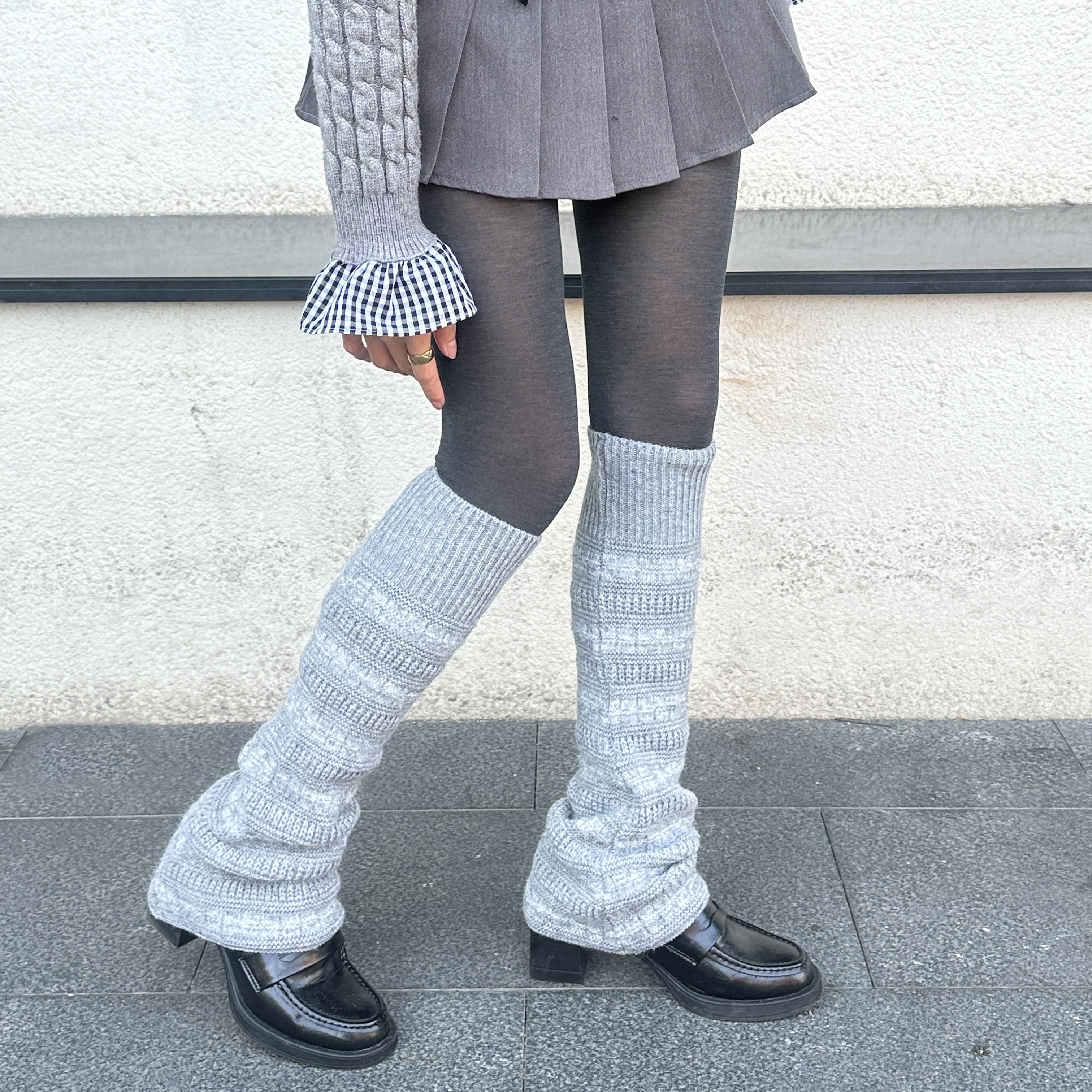 miu系加厚保暖羊毛珠片微喇叭堆堆袜套女格雷系拼色条纹长筒腿套,女士内衣/男士内衣/家居服,长筒袜,淘宝优惠券,粉丝福利购,淘宝优惠卷