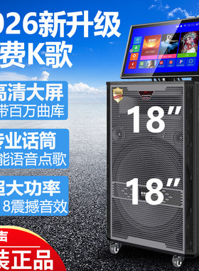爱博声户外广场舞音响带显示屏蓝牙大功率家庭KTV移动拉杆音箱K歌