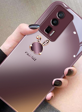 梅子色兔子适用红米k80手机壳k70新款k50pro女款redmik50电竞版/至尊版k60e全包镜头k30防摔k40玻璃por保护套