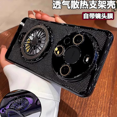 透气散热适用华为mate70手机壳新款70Pro陀螺支架高级感mate60Pro+带镜头膜mt50保护套超薄40e小众30防摔男女