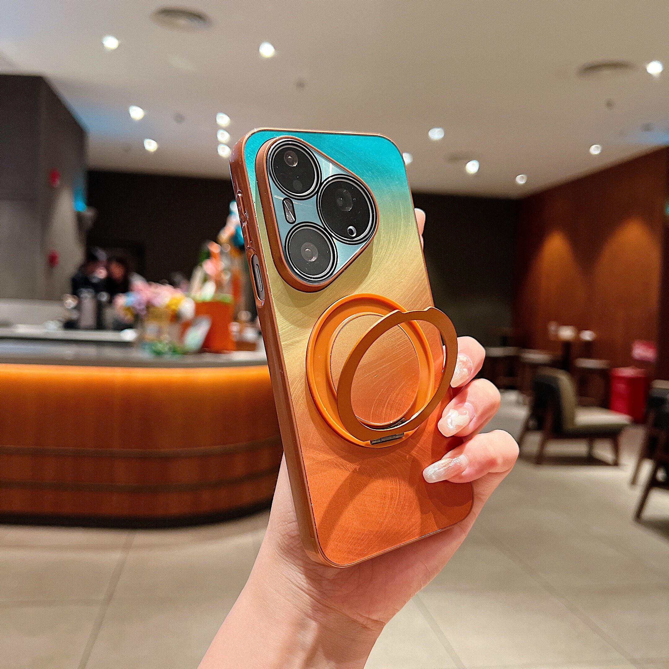 360°旋转支架适用华为pura90promax手机壳pura80ultra渐变金丝纹P70pro+全包防摔保护套Pura90带镜头膜外壳