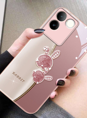 幸运钻石兔适用于vivos17pro手机壳s16玻璃s15新款s10网红pro高级s17全包防摔s9e女s7时尚s12情侣s17e保护