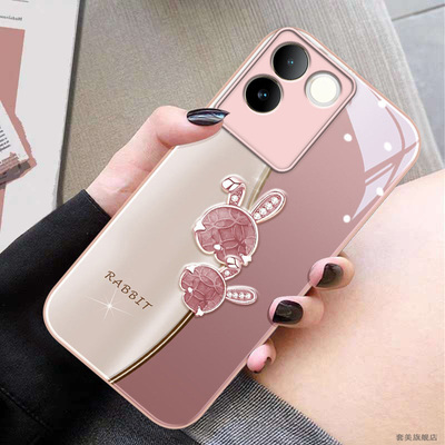 幸运钻石兔适用于vivos17pro手机壳s16玻璃s15新款s10网红pro高级s17全包防摔s9e女s7时尚s12情侣s17e保护
