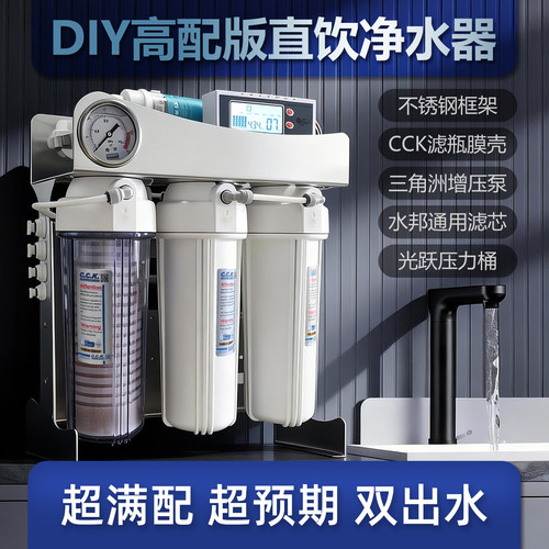 DIY净水器不锈钢框架式RO反渗透家用直饮双出水纯水机CCK滤瓶配件