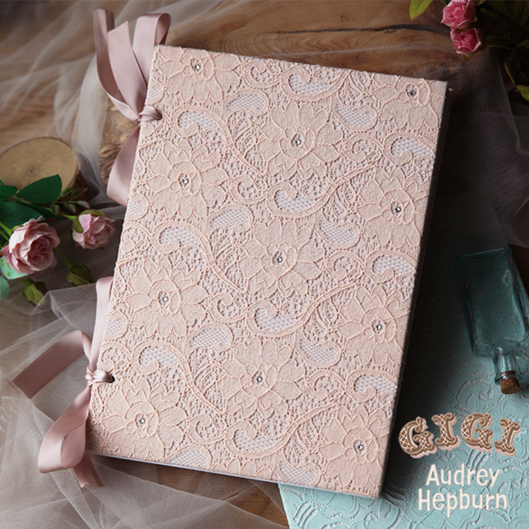 浪漫粉蕾丝结婚礼金本签到簿相册