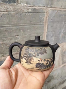 云南建水非遗纯手工名家紫陶多道填彩工艺壶 (黑)非偏远地区包邮