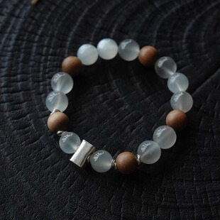 大仙的串儿《月下独酌》老山檀灰月光水晶手串小众设计