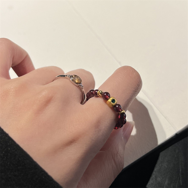 石榴石戒指原创小众设计