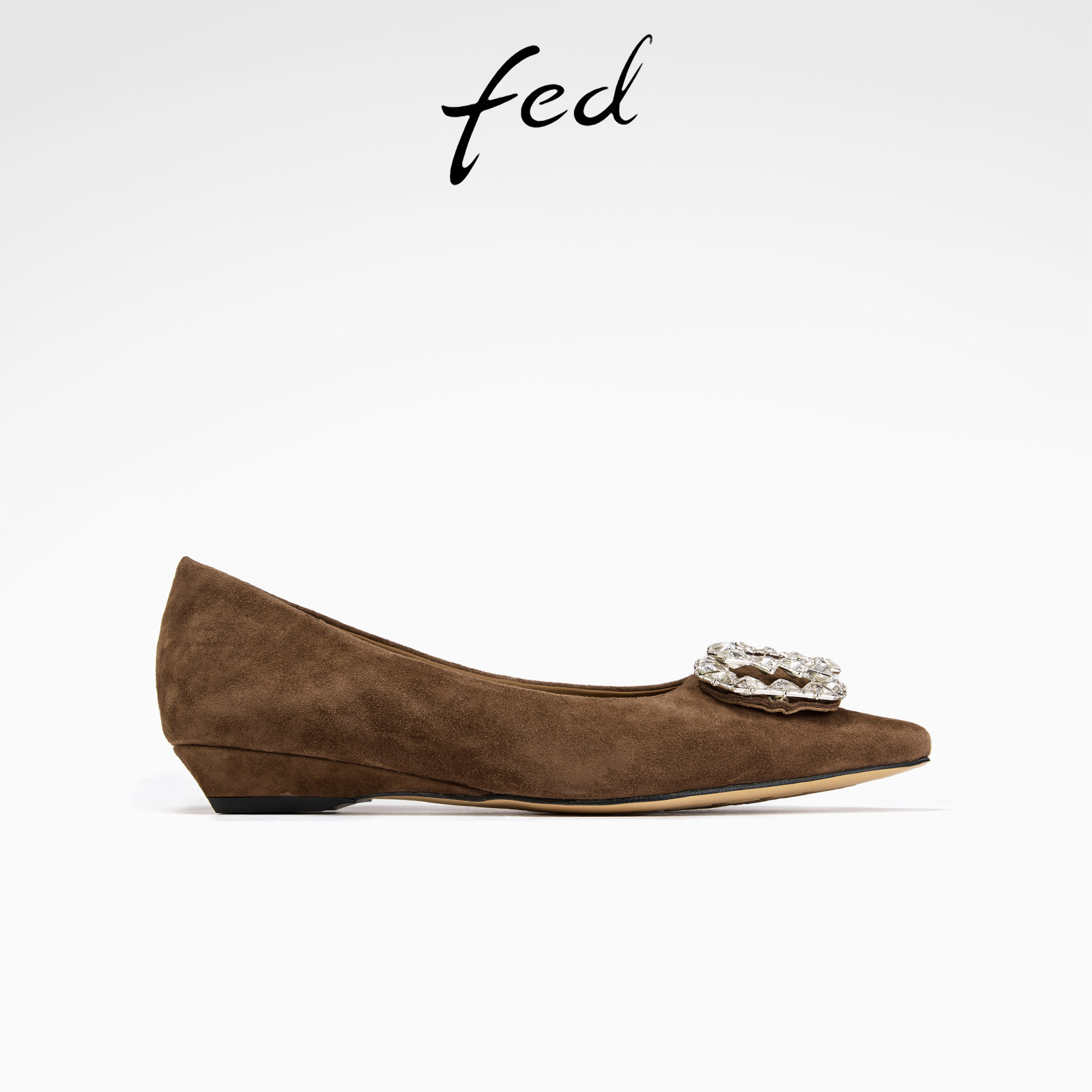 fed气质单鞋秋季新款女鞋一脚蹬瓢鞋方扣水钻平底鞋女S0812-ZC389,女鞋,浅口单鞋,淘宝优惠券,粉丝福利购,淘宝优惠卷