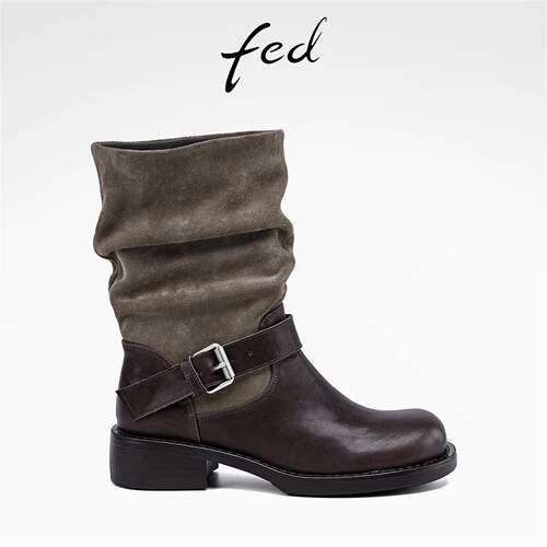 fed头层牛皮26秋冬真复古
