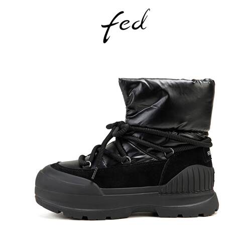 fed豹纹雪地靴冬季新款女