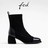 FED感小短靴秋季 YA063 靴女R0909 新款 女靴瘦瘦靴高跟短靴时装