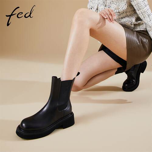 fed烟筒靴冬季新款瘦皮骑
