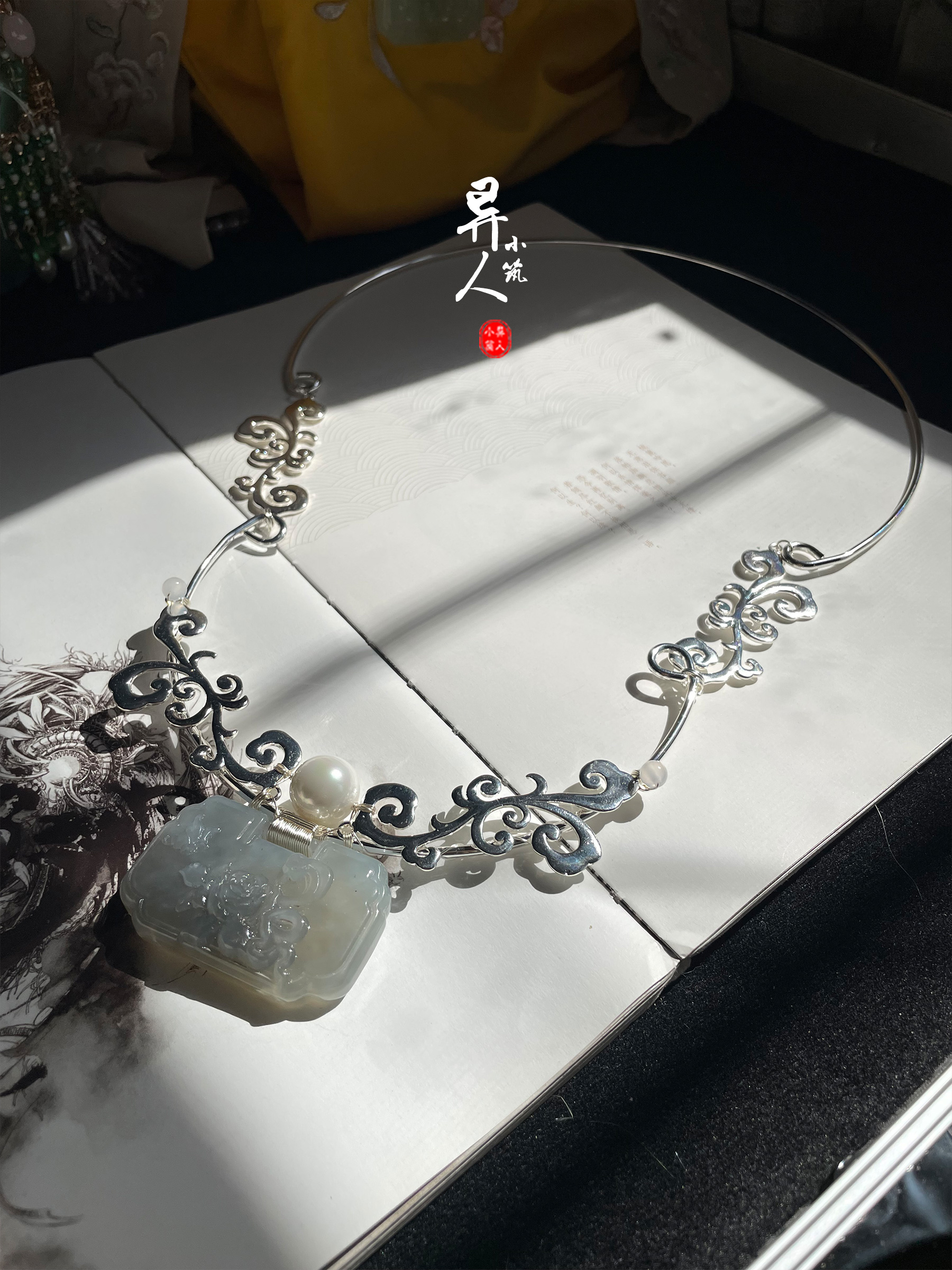 仿红楼梦贾宝玉项圈金玉良缘古风璎珞汉服颈饰长命锁圆领百搭配饰