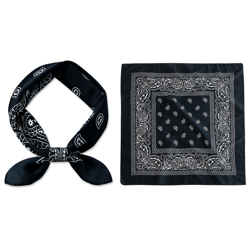 黑白腰果花小方巾丝巾女春秋围脖子装饰职业装空姐搭配衬衫薄围巾