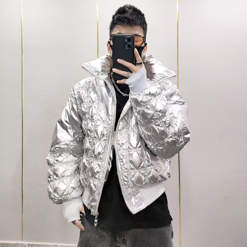 冬季新款男士休闲羽绒服时尚潮流百搭宽松纯色个性面包羽绒服外套