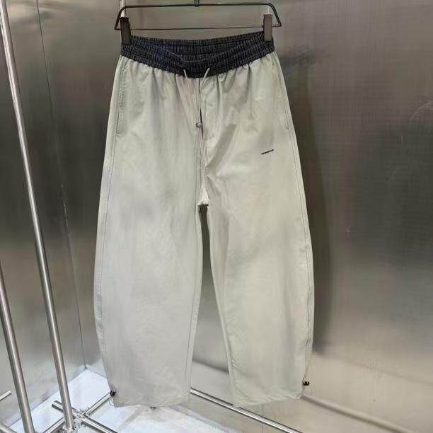 撞色设计束脚休闲裤男宽松版型可调节松紧腰带格纹腰长裤