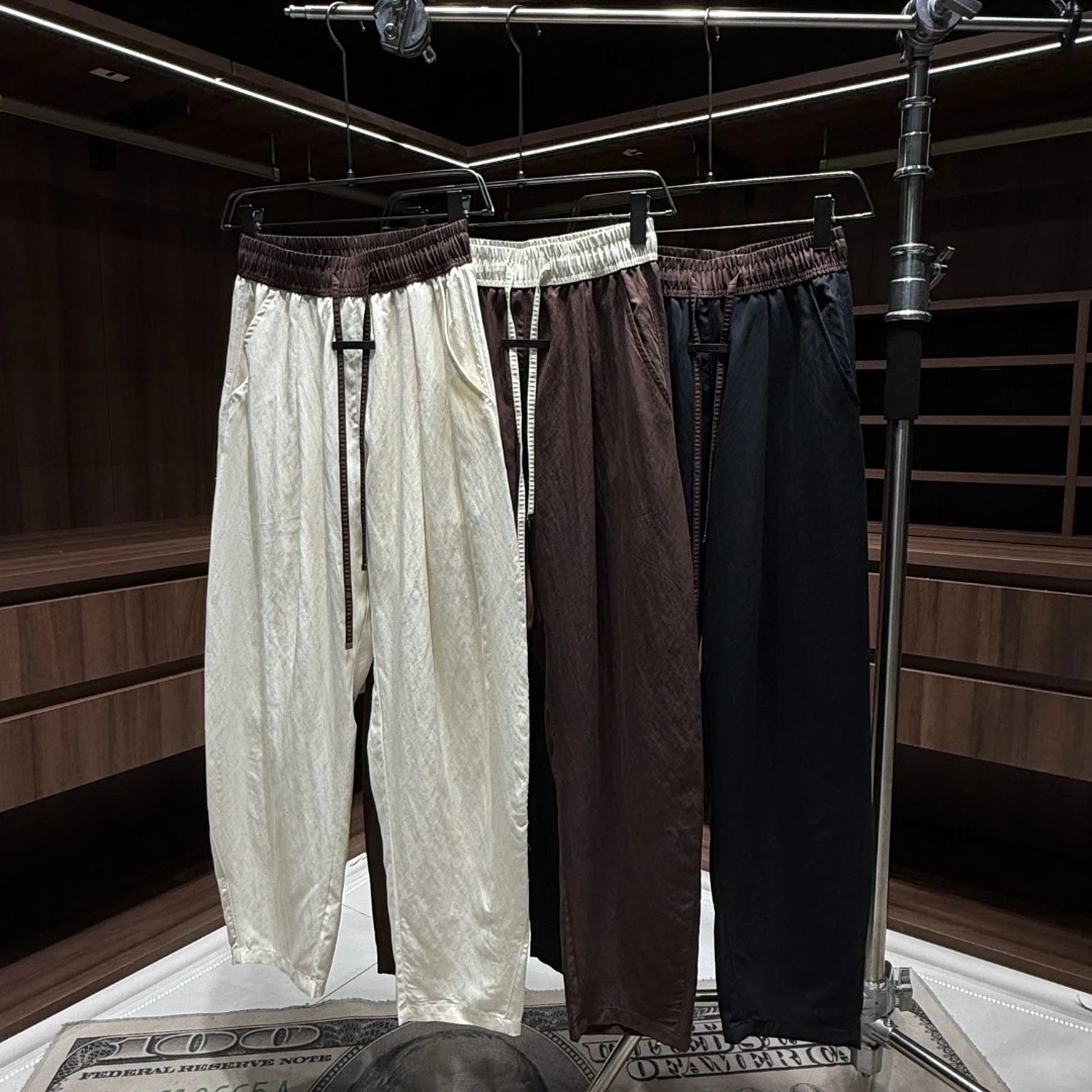 慵懒风垂坠感阔腿裤男松弛百搭休闲长裤松紧腰带裤子男装