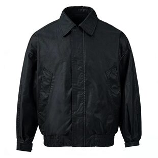 黑色拉链外套质感 宽松短款 宽松型2026年春季 复古风翻领夹克男春季