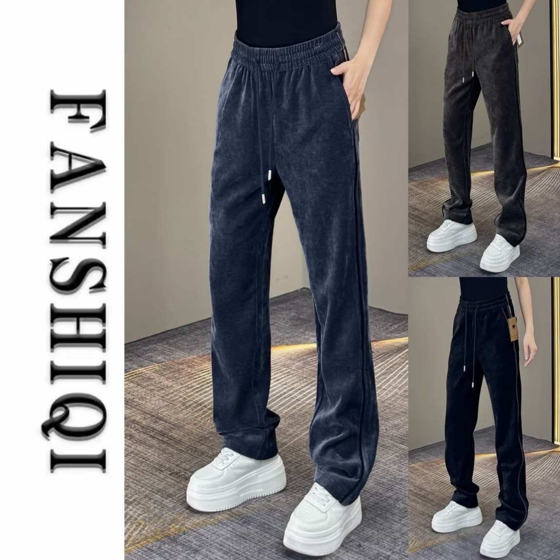 男士高档条绒百搭直筒休闲裤2025秋季新款简约欧货舒适显瘦长裤子