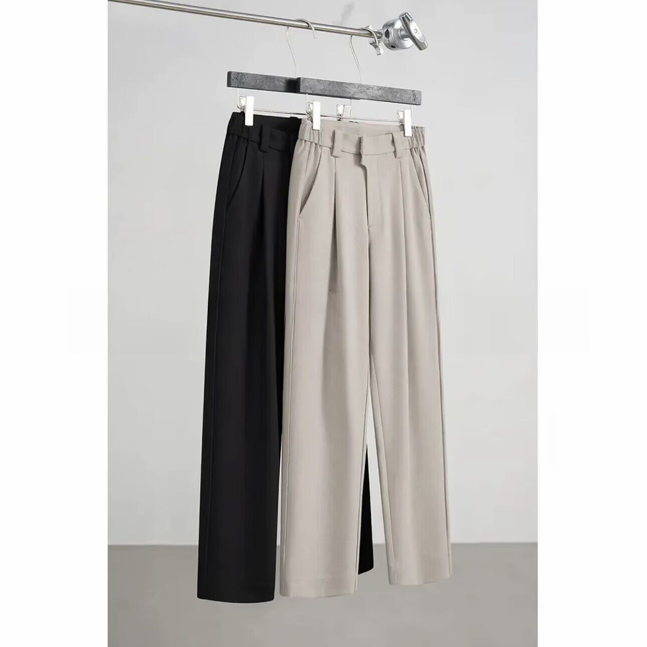 秋冬季新款休闲西裤半松紧腰设计百搭宽松垂感西装裤男士直筒裤