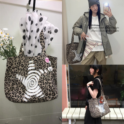 现货豹纹韩国正品代购webhouse个性潮流时尚单肩包帆布包男女同款