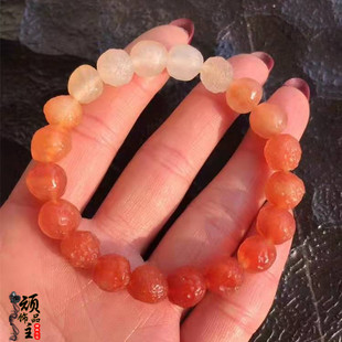 阿拉善原石玛瑙手链串天然戈壁红色高端大气绿色多彩渐变奇石情侣