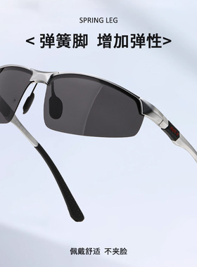 新款偏光太阳镜男士金属半框