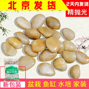 饰水培小石子庭院 雨花石天然鹅卵石精抛光黄原石盆栽花盆鱼缸装