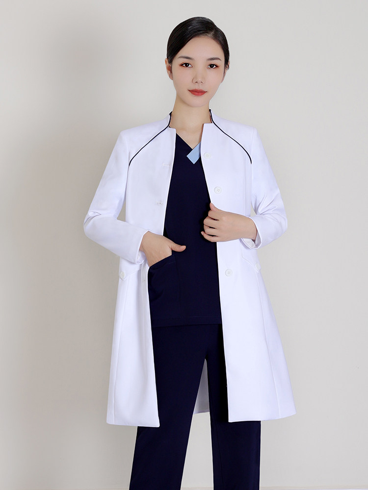 HIGH-END WHITE COATS LONG-SLEEVED DOCTORS UNIFORMS MENS AND WOMENS BEAUTY SALONS DENTISTRY STOMATOLOGISTS SPRING AND AUTUMN WORK CLOTHES AND LABORATORY CLOTHES