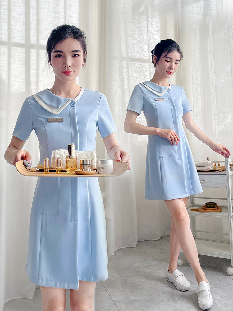 BEAUTICIAN OVERALLS DRESSES WAIST CINCHING SLIMMING FOOT THERAPY FOOT MASSAGE SAUNA TECHNICIAN CLOTHES SPA BATH WORKWEAR