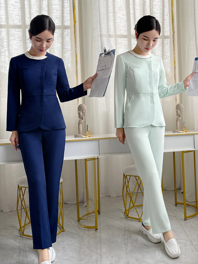 KOREAN-STYLE BEAUTICIAN NURSING WOMEN SPRING AND AUTUMN BEAUTY SALON CONFINEMENT CENTER UNIFORM DENTAL HOSPITAL SPLIT NURSE UNIFORM LONG SLEEVE