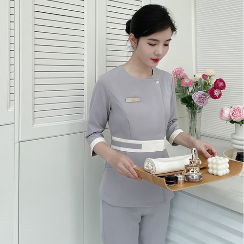 美容护理套装七分袖弹力修身立体