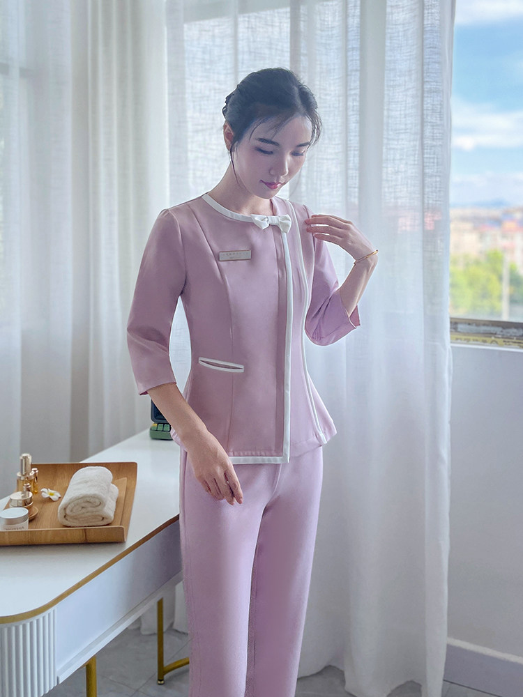 한국식 네일 타투 아티스트 작업복 봄 가을 정장 스파 미용실 미용사 작업복 프런트 전문 복장