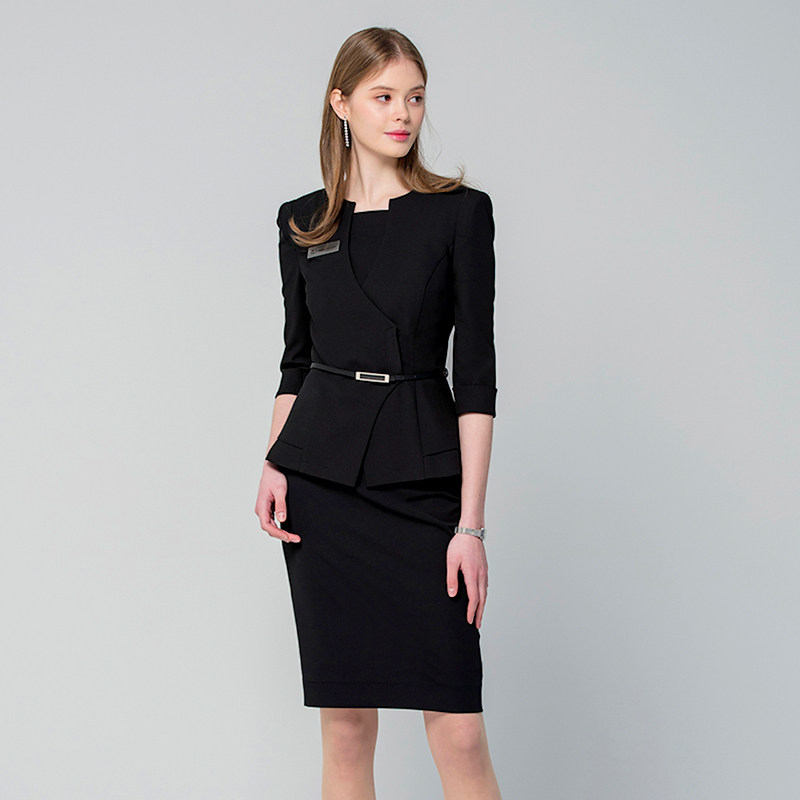 HIGH-END KOREAN PROFESSIONAL SUIT WOMENS SPRING AND SUMMER TEMPERAMENT FLIGHT ATTENDANT UNIFORM SUIT SKIRT HOTEL FRONT DESK FORMAL WORK CLOTHES