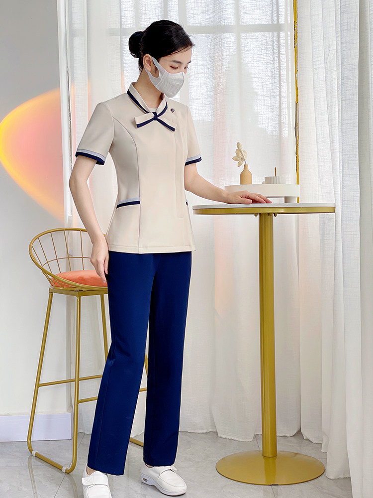 KOREAN NURSE UNIFORM SPLIT SUIT SHORT SLEEVE BEAUTY SALON BEAUTICIAN WORKWEAR HIGH-END FEMALE CONFINEMENT CLUB CLOTHES