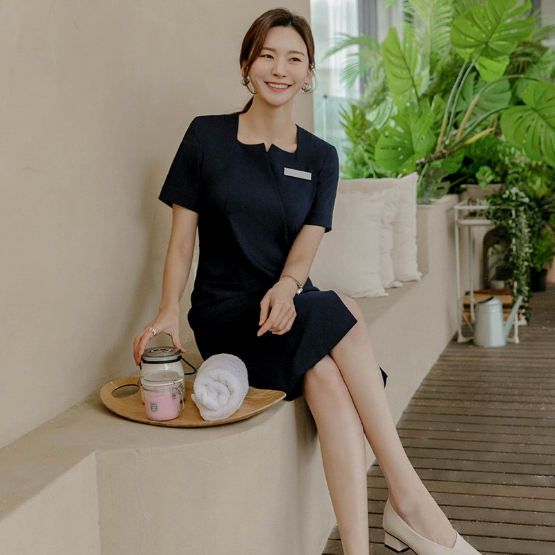 BEAUTICIAN OVERALLS WOMENS SUMMER AND KOREAN VERSION BEAUTY SALONS HEALTH CLUBS TECHNICIANS COSMETICS JEWELRY STORES SHOPPING GUIDE DRESSES