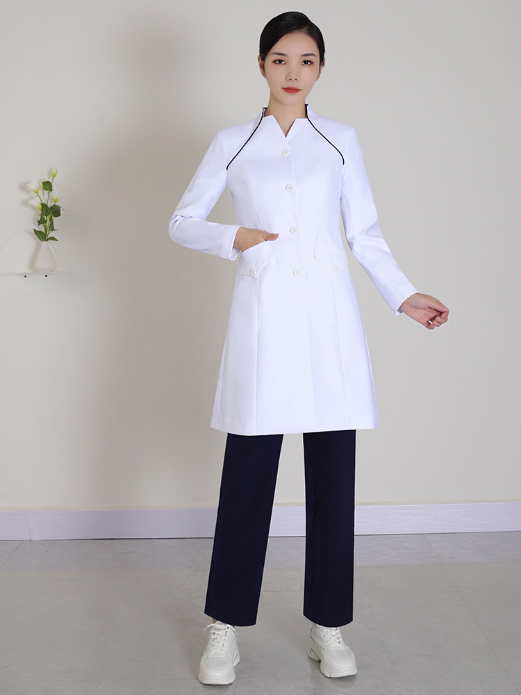 HIGH-END WHITE COATS LONG-SLEEVED DOCTORS UNIFORMS MENS AND WOMENS BEAUTY SALONS DENTISTRY STOMATOLOGISTS SPRING AND AUTUMN WORK CLOTHES AND LABORATORY CLOTHES