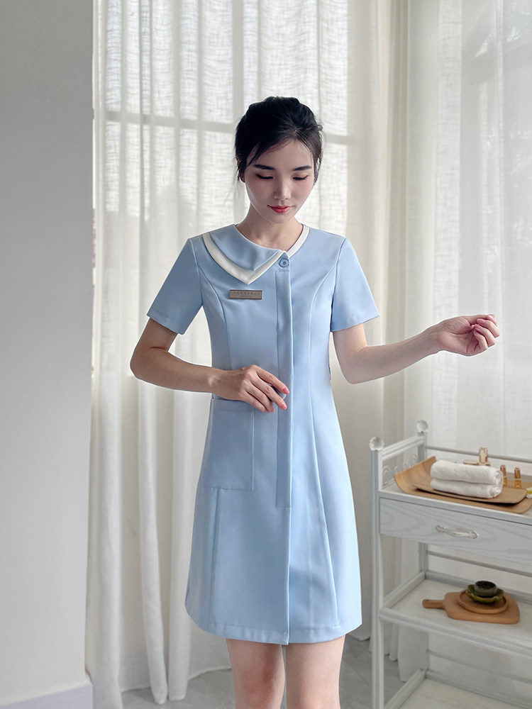 BEAUTICIAN OVERALLS DRESSES WAIST CINCHING SLIMMING FOOT THERAPY FOOT MASSAGE SAUNA TECHNICIAN CLOTHES SPA BATH WORKWEAR