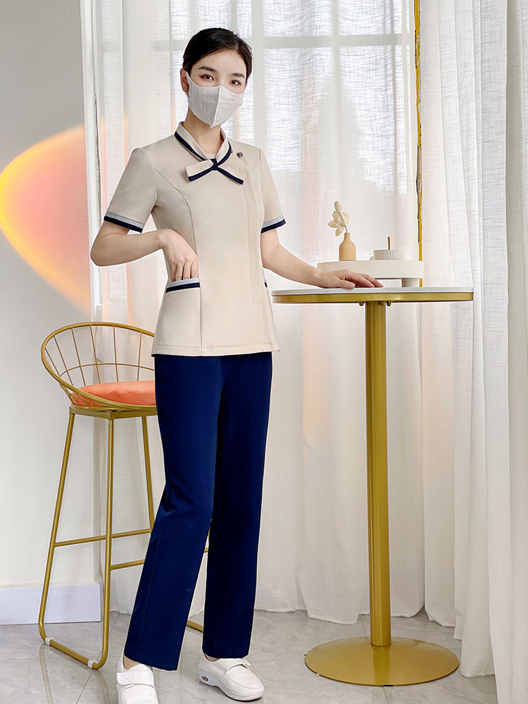 KOREAN NURSE UNIFORM SPLIT SUIT SHORT SLEEVE BEAUTY SALON BEAUTICIAN WORKWEAR HIGH-END FEMALE CONFINEMENT CLUB CLOTHES