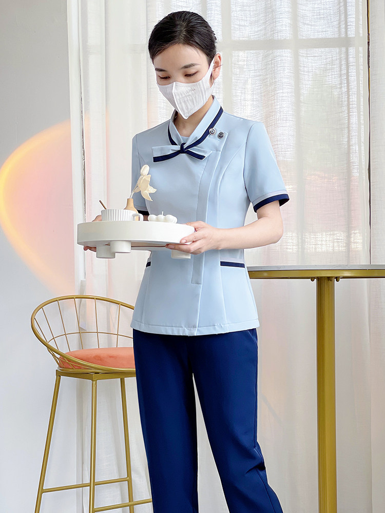 KOREAN NURSE UNIFORM SPLIT SUIT SHORT SLEEVE BEAUTY SALON BEAUTICIAN WORKWEAR HIGH-END FEMALE CONFINEMENT CLUB CLOTHES