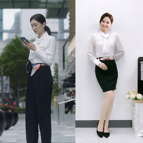 长裤长袖前台接待美容师工作服