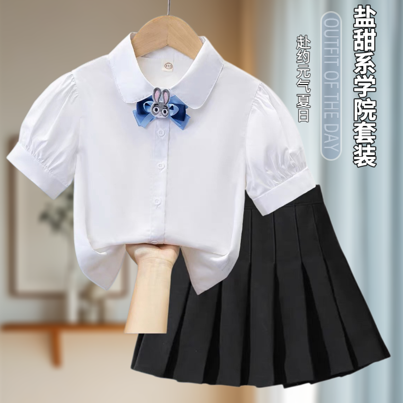 女童纯棉短袖套装学院风jk制服