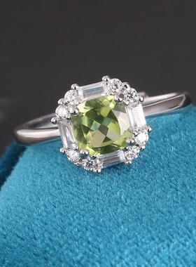 新款流行彩宝镶嵌戒指女纯银