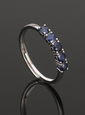 女银镶金简约时尚蓝宝石戒指