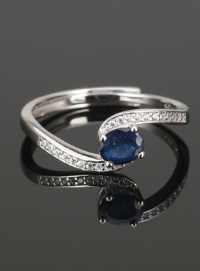 贵重蓝宝石银戒气质开口不掉色